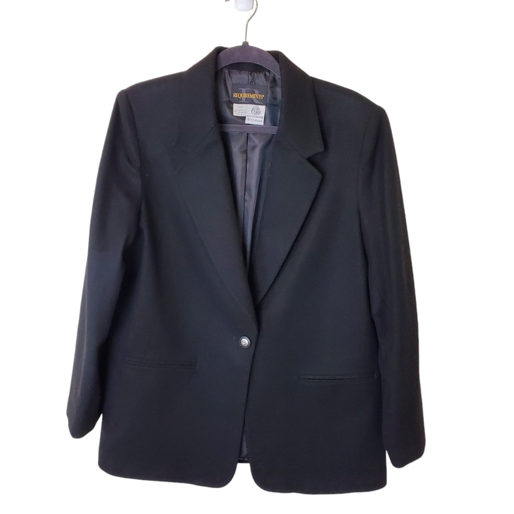 Requirements vintage black wool blazer 14